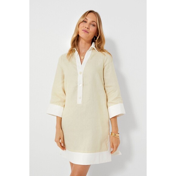 Tuckernuck Dresses & Skirts - Tuckernuck Cream and White Linen-Blend Tunic Dress